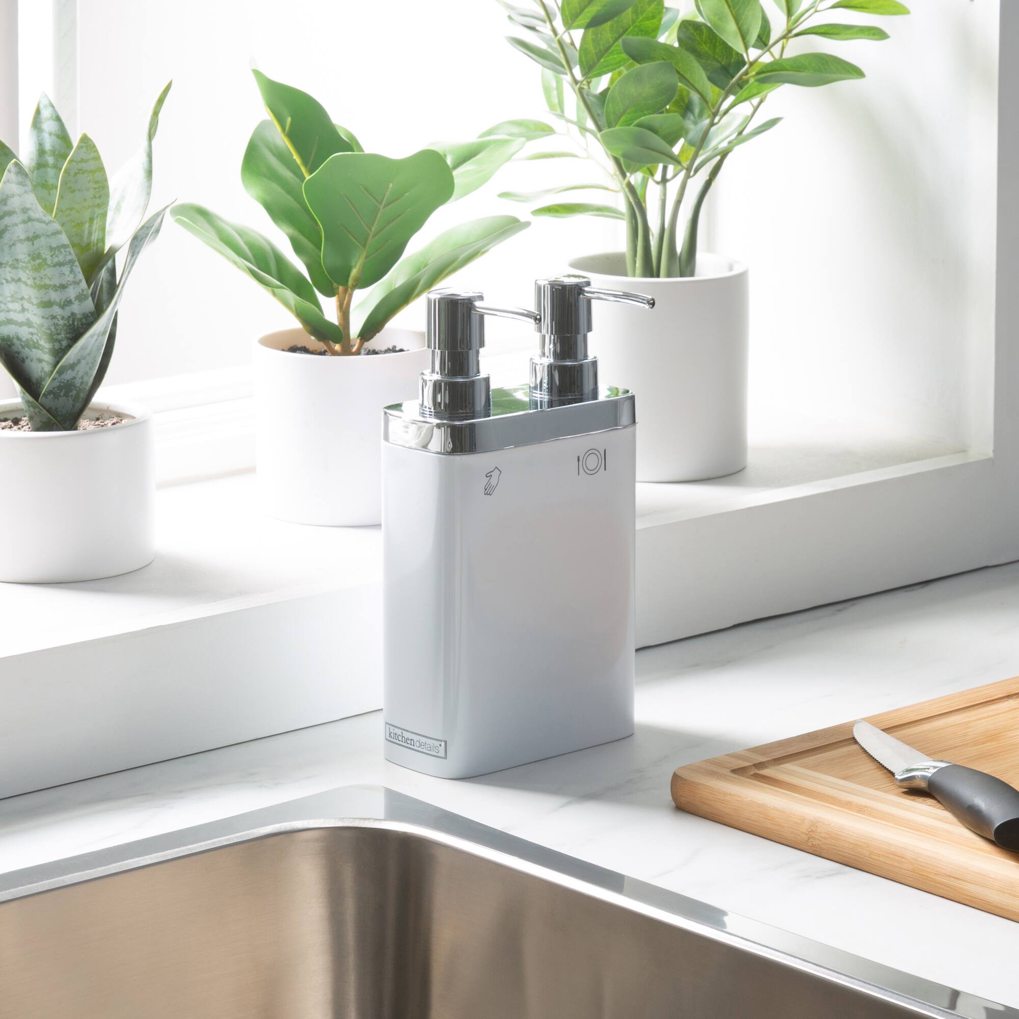 Kitchen Details White Dual Pump Soap & Lotion Dispenser